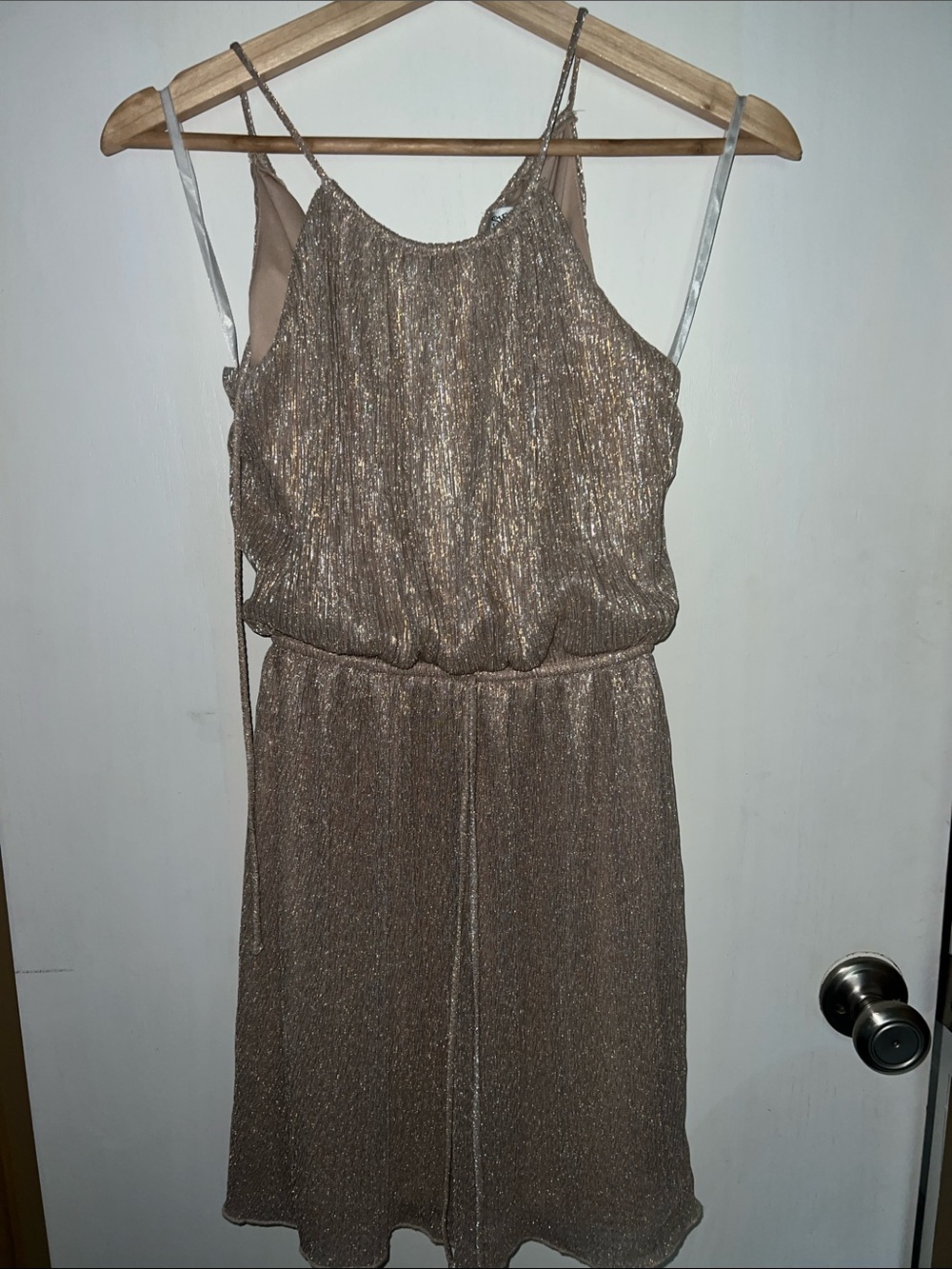 Metallic Bronze Sleeveless Party Dress